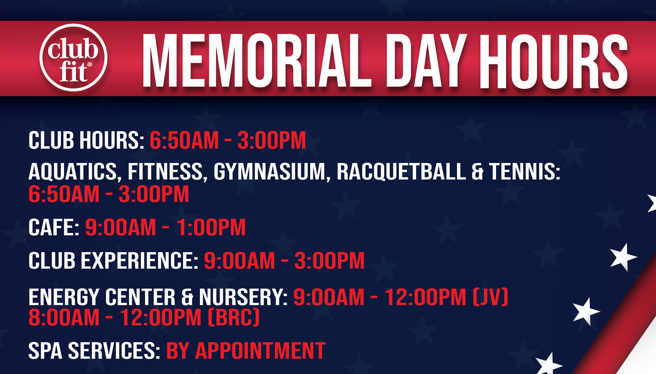 Memorial Day Hours