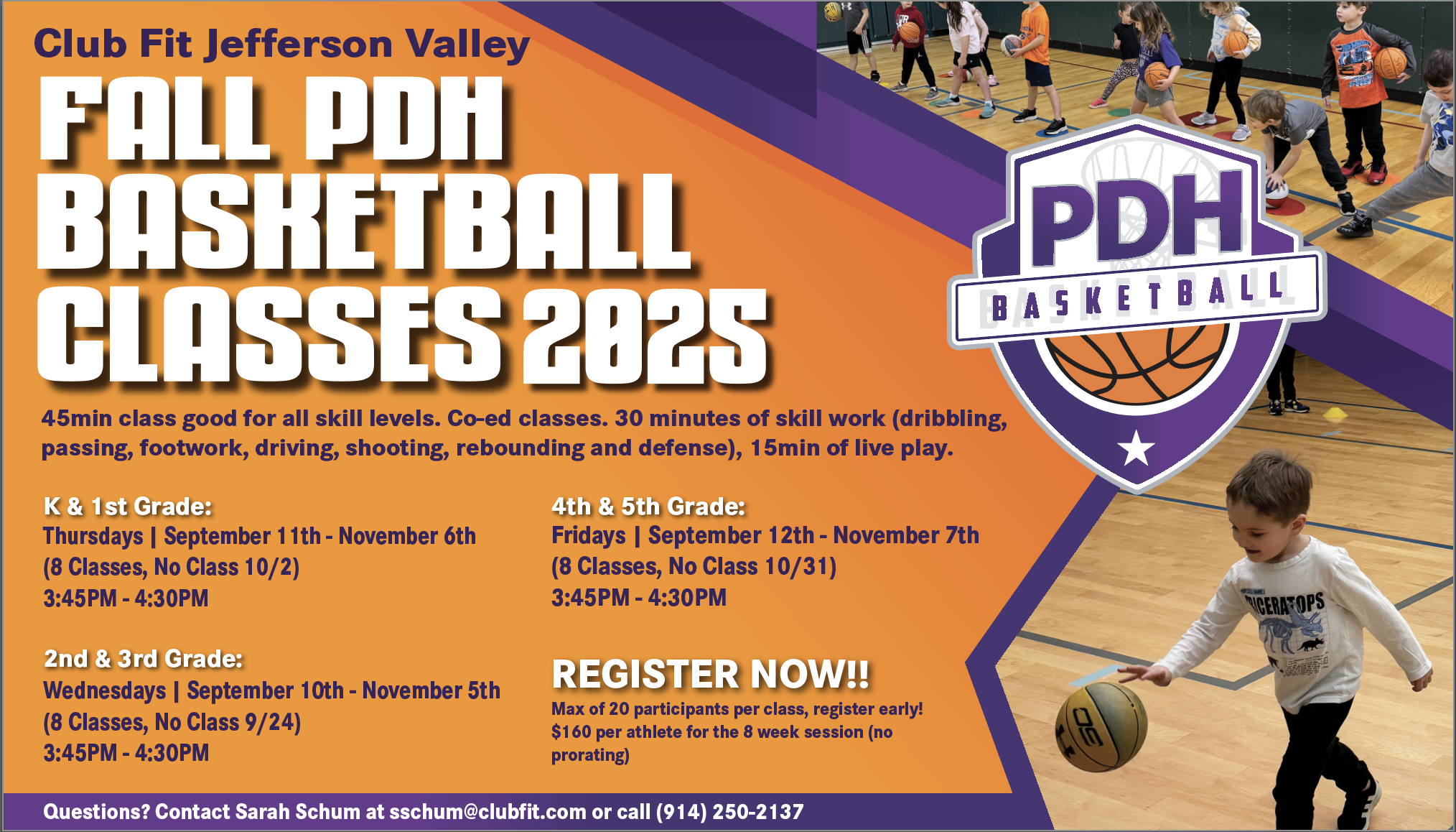 Fall PDH Basketball classes 2025 at Club Fit Jefferson Valley