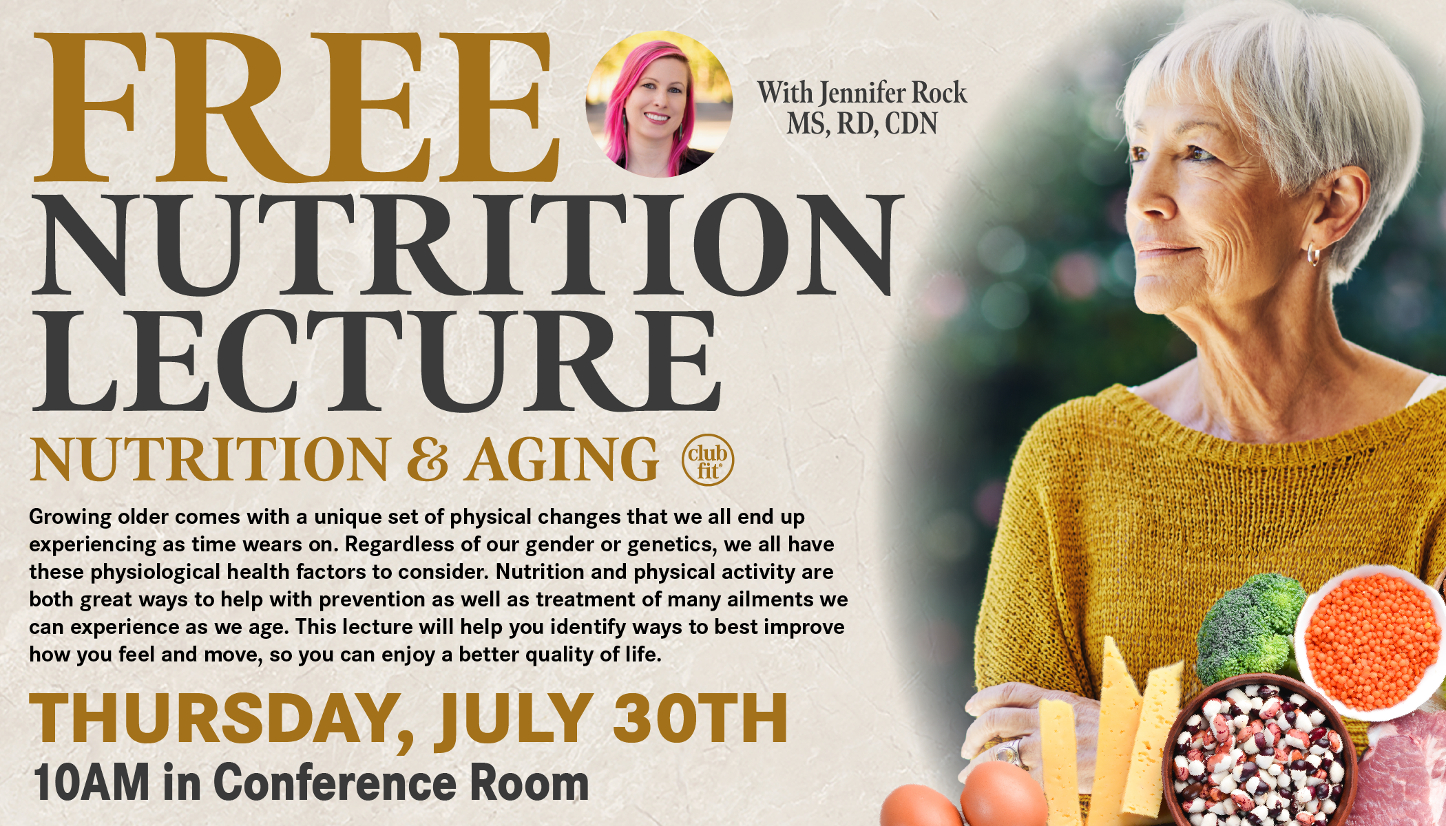 FREE Nutrition Lecture: Nutrition & Aging with Jen Rock, MS, RD,CDN