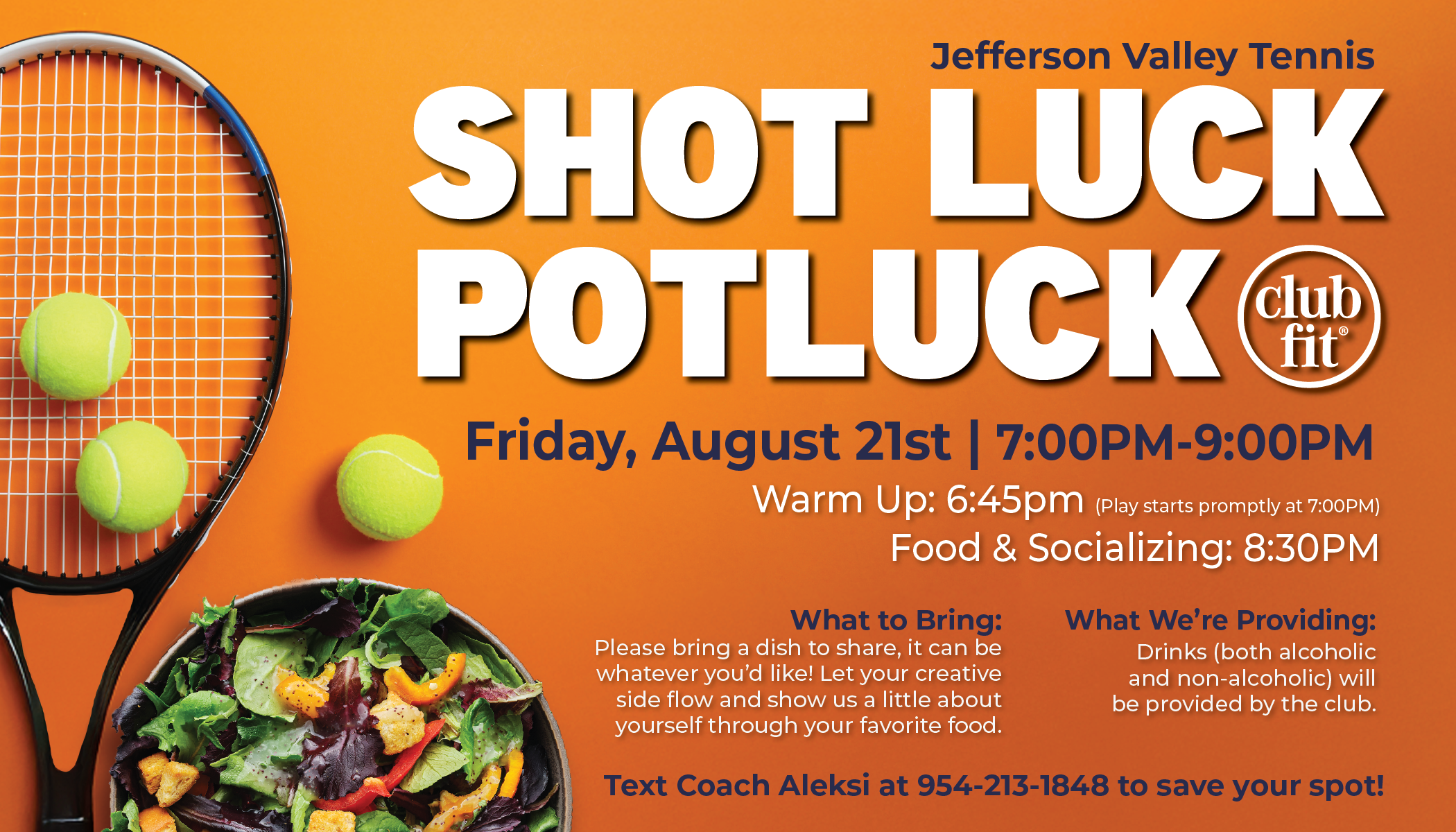 Tennis Shot Luck Potluck!