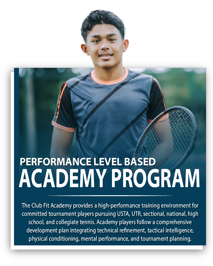 academy square Academy level in the Club Fit Junior Tennis Pathway, preparing advanced players for high-level training and competitive tennis.