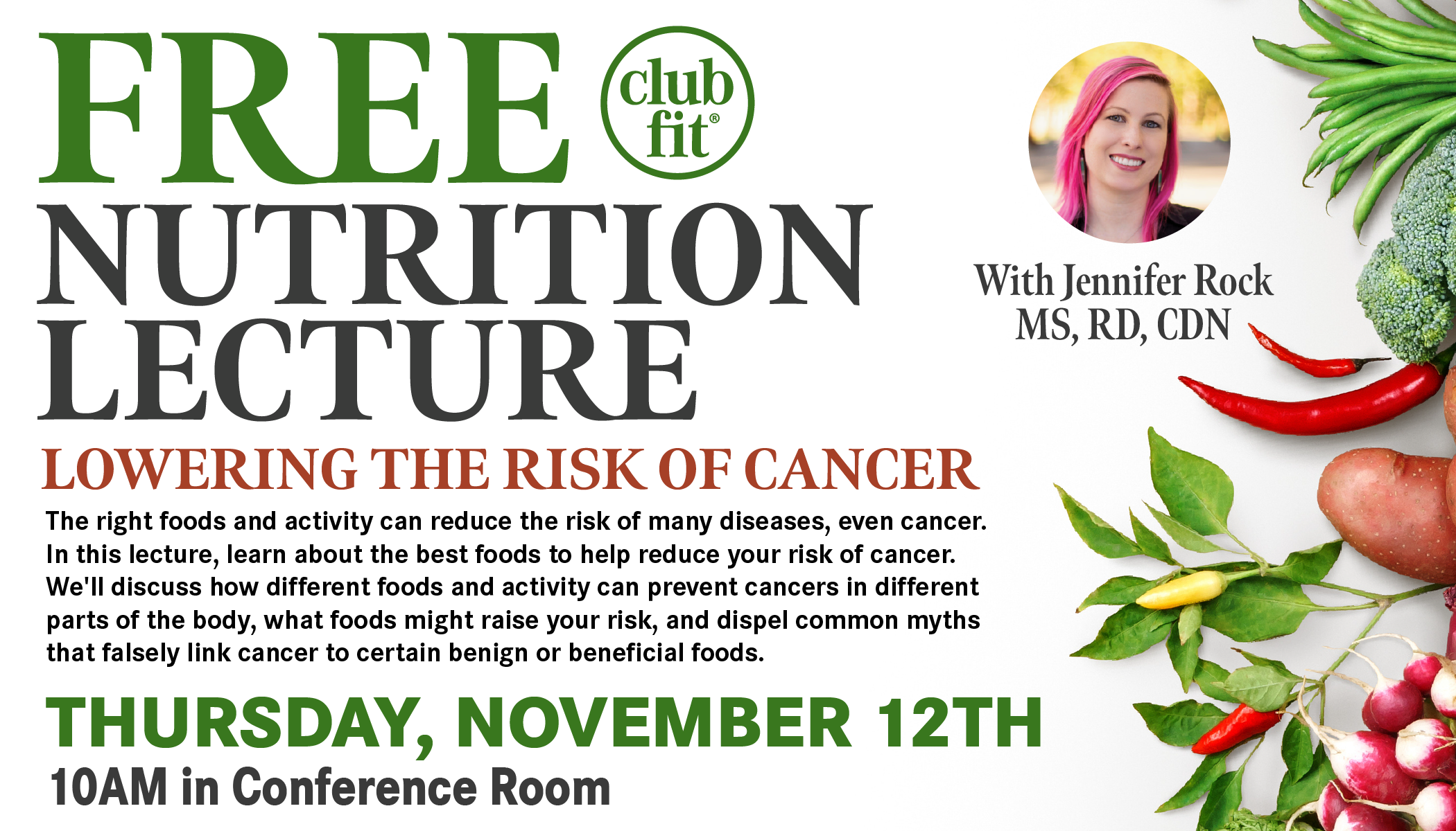 FREE Nutrition Lecture: Lowering the Risk of Cancer